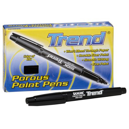Dixon Trend Porous Point Pen, Fine Point Fiber Tip (Black) (12 Pack) - Image 1